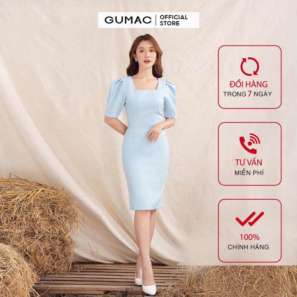 Đầm body nữ cổ U phom ôm DA1048 GUMAC