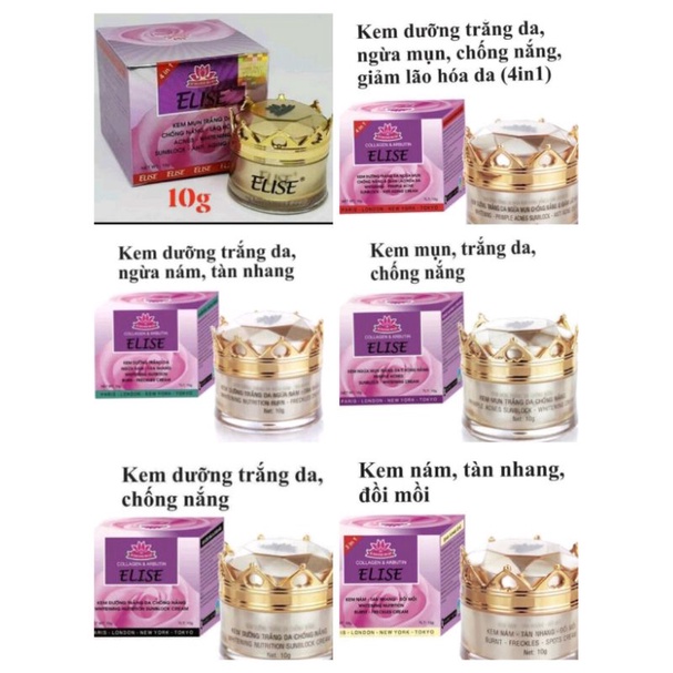Kem Elise Ngăn Ngừa Nám Mụn Trắng Da Chống Nắng Đủ Màu