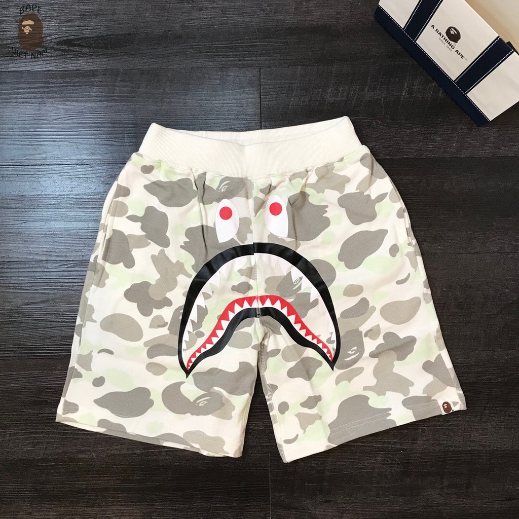 [Ảnh thật + FREESHIP] Short Bape Shark White Camo City phát quang trong tối, Quần đùi Bape Cá Ngáo | BigBuy360 - bigbuy360.vn