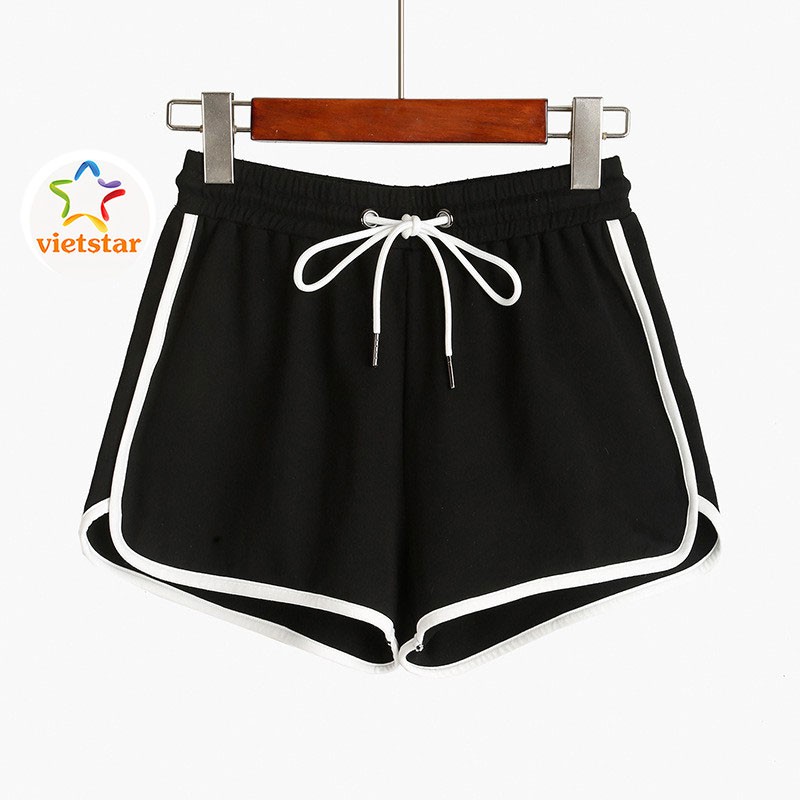  Quần Short Viền Đùi Kẻ Trắng Nữ Thể Thao Ulzzang Buộc Dây - VIET_STAR