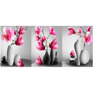 Tranh thêu kín bộ ba mình hoa ngọc lan mn0149 ( 150x55cm)