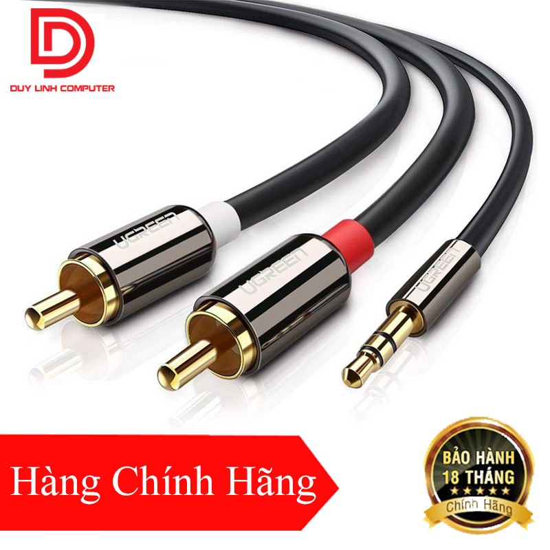 Cáp âm thanh 3.5mm sang 2 đầu bông sen RCA Ugreen 10749 - Hàng Chính Hãng