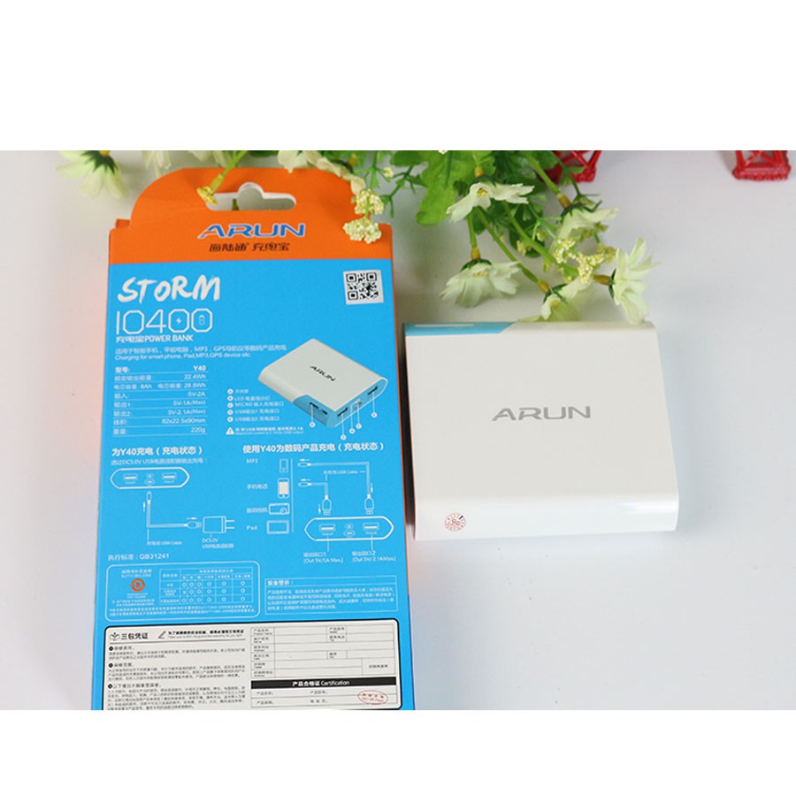 Sạc Dự Phòng Arun 10400mAh ( Hàng Chuẩn)