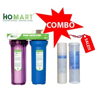 Combo bộ lọc nước sinh hoạt, bộ lọc thô 2 cấp 20c3 + bộ 2 lõi lọc pp và cto 10 inch