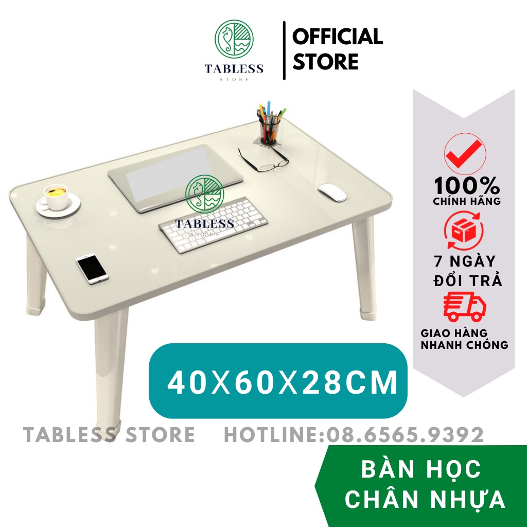 Bàn Học Gấp Gọn Mini Ngồi Bệt Bàn Học Gập Gọn Mặt Gỗ Trắng Để Giường Để Học Gấp Gọn Kích Thước 40X60Cm - Tabless