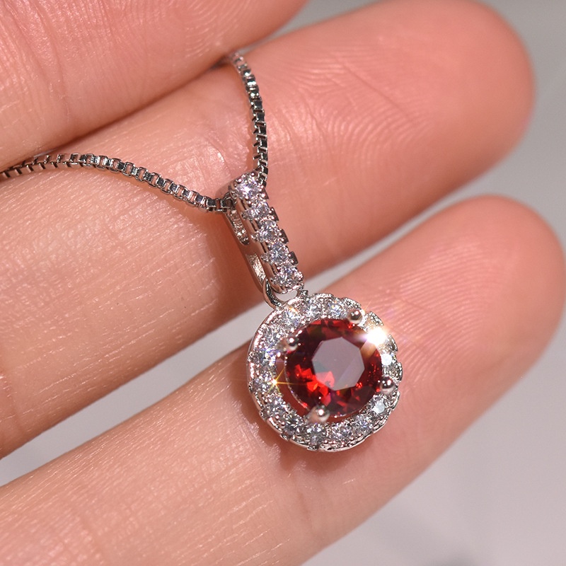 vòng cổ Mạ Vàng Trắng Đính Đá Tròn 18 K Phong Cách Âu Mỹ