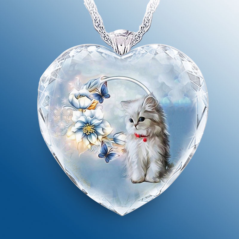 Thời Trang Mới Của Phụ Nữ Mặt Dây Chuyền Pha Lê Tự Nhiên Hình Trái Tim Hình Trái Tim Dễ Thương Hoa Thủy Tiên Và Mô Hình Mèo Con