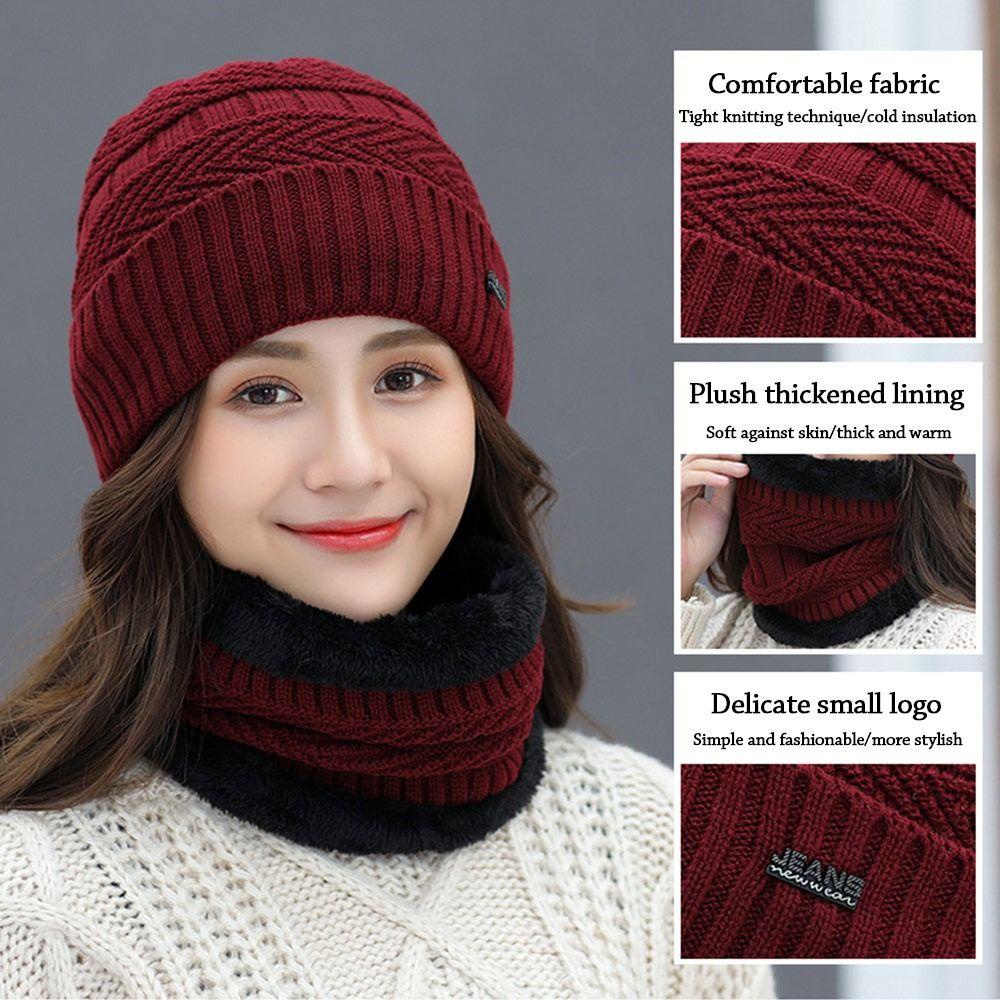 Mũ beanie Kèm Khăn Choàng Cổ Mềm Mại Ấm Áp MIHAN1