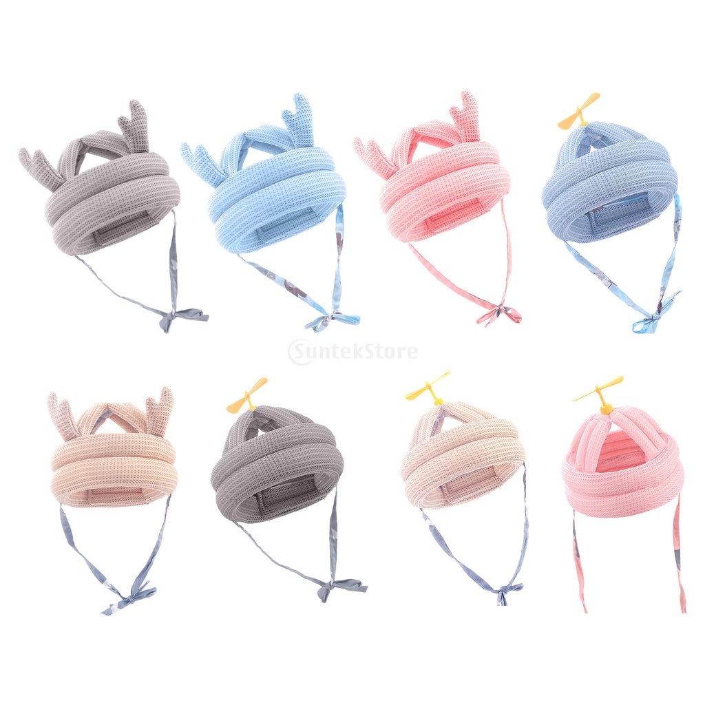 Mũ Bảo Vệ Đầu Bằng Cotton Thoáng Khí An Toàn Cho Bé Tập Đi 8 Tháng Đến 5 Tuổi