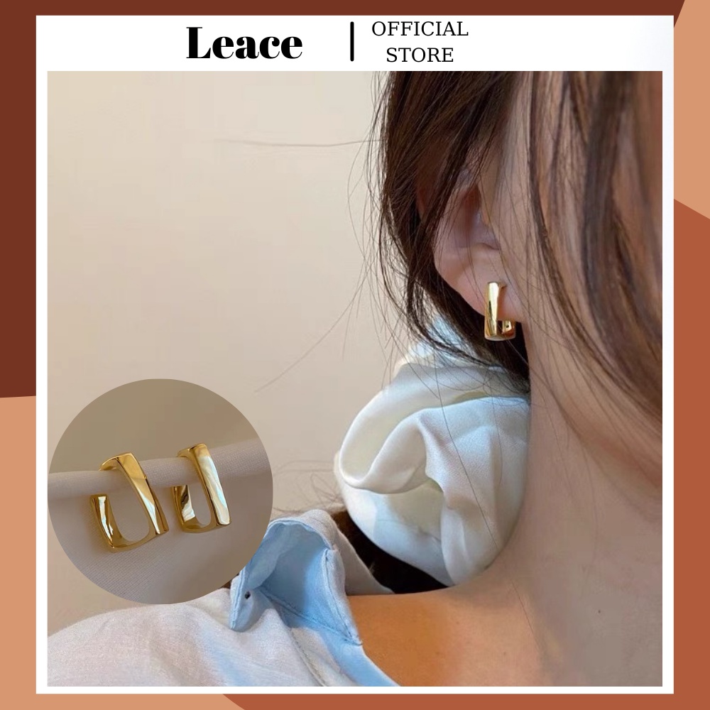 Bông tai khuyên tai thiết kế vuông đơn giản phong cách Hàn Quốc ER031 Leace.accessories