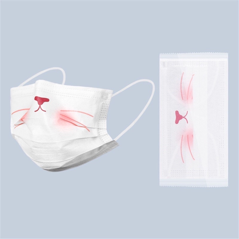 Khẩu trang in hình Mũi Heo,thỏ,mèo dễ thương túi riêng