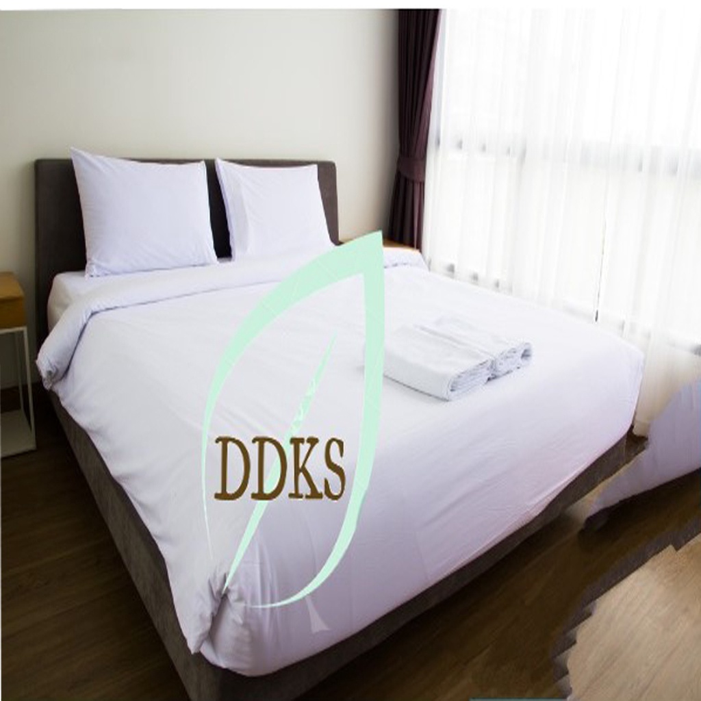 Ga giường khách sạn 5* cao cấp vải cotton cvc trắng trơn đủ size [ Nệm cao từ 5cm - 30cm ] | BigBuy360 - bigbuy360.vn