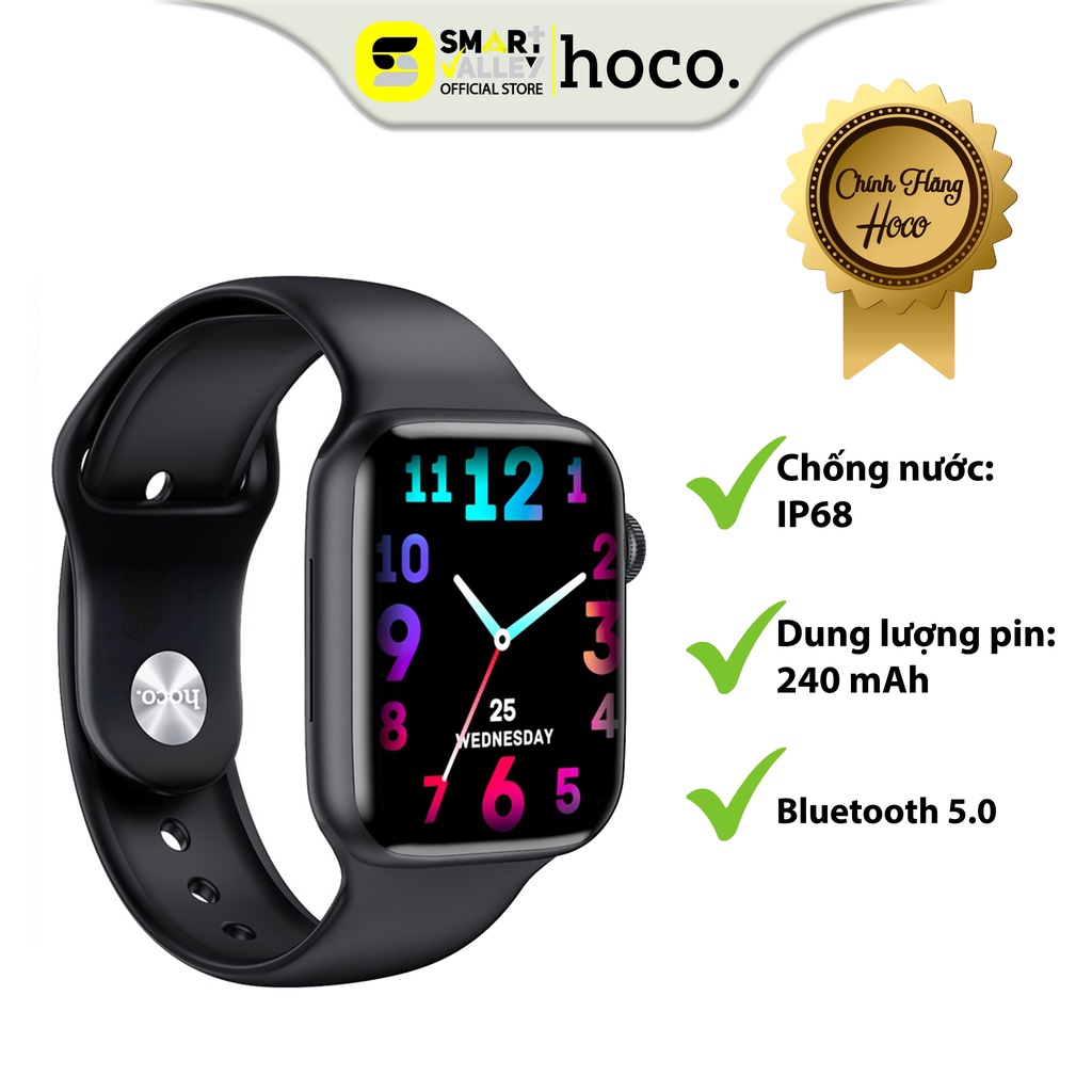 Đồng Hồ Thông Minh Hoco. Y5 Bluetooth 5.0 Chống Nước IP68 Theo Dõi Sức Khỏe , RAM192KB + ROM128Mb.