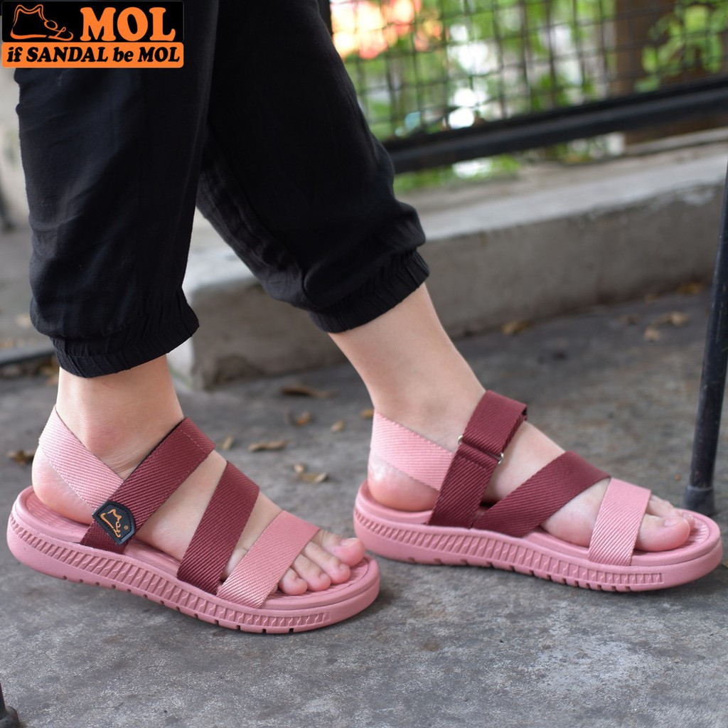 Giày sandal couple nam nữ quai ngang siêu nhẹ có quai hậu cố định cho cặp đôi mang đi học đi biển du lịch hiệu MOL MS2HP