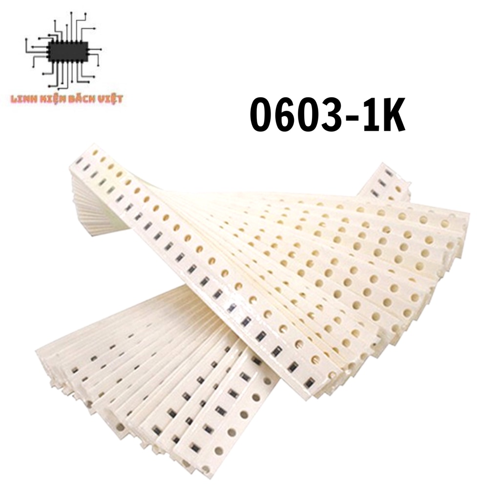 Điện trở dán 0603-1K 1/16W 1% chất lượng tốt (dây 100 chiếc)