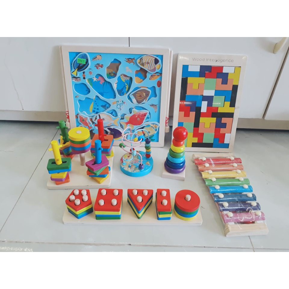 Đồ chơi gỗ trí tuệ- COMBO DỄ THƯƠNG CHO BÉ