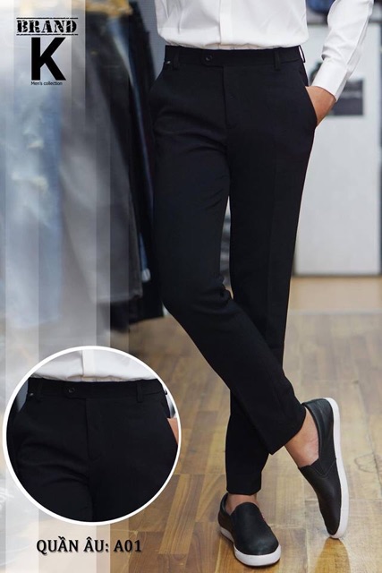 QUẦN TÂY NAM VẢI CO GIÃN DÁNG ÔM - MÀU ĐEN | BigBuy360 - bigbuy360.vn