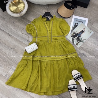 Váy tơ pha ren tay bồng dáng babydoll xinh xắn