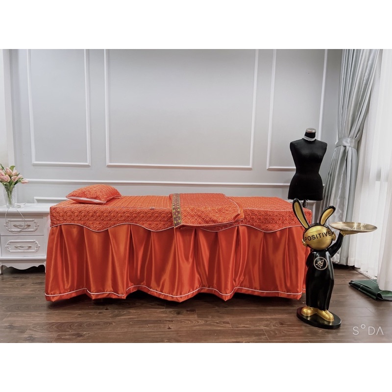 Ga/drap lụa chần bông cao cấp mã màu mới cho giường spa, giường mi, phun xăm