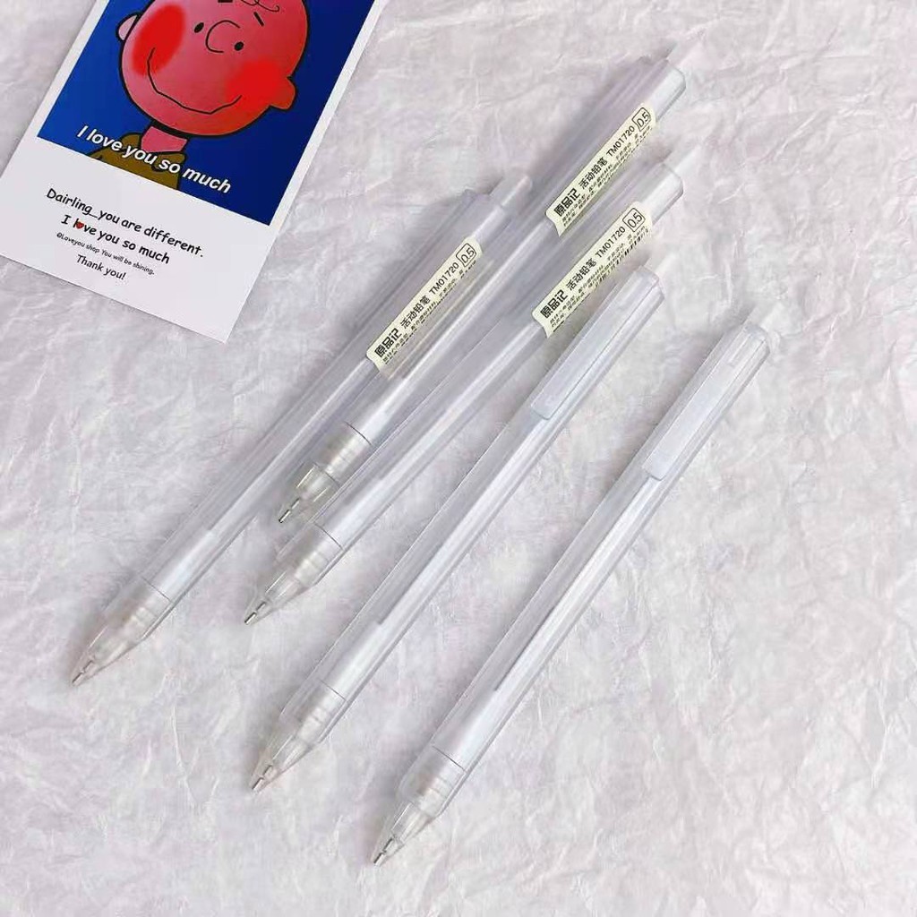 Bút Chì Bấm Ngòi 0.5 / 0.7mm Vỏ Trong Suốt Phong Cách Nhật Bản