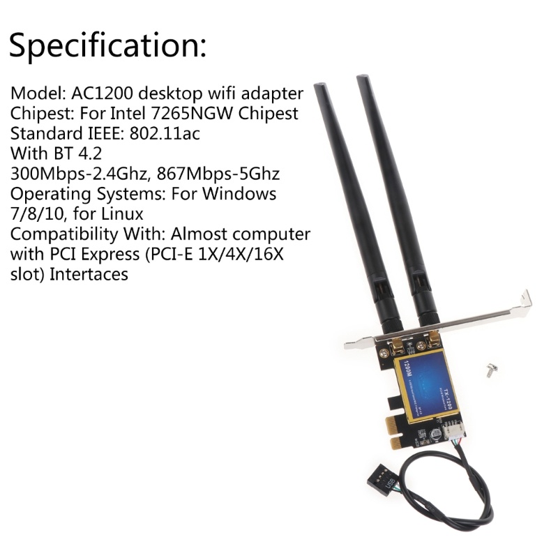 Thẻ WiFi Không Dây 867Mbps 7265AC 2.4Ghz / 5Ghz Chuyên Dụng Chơi Game