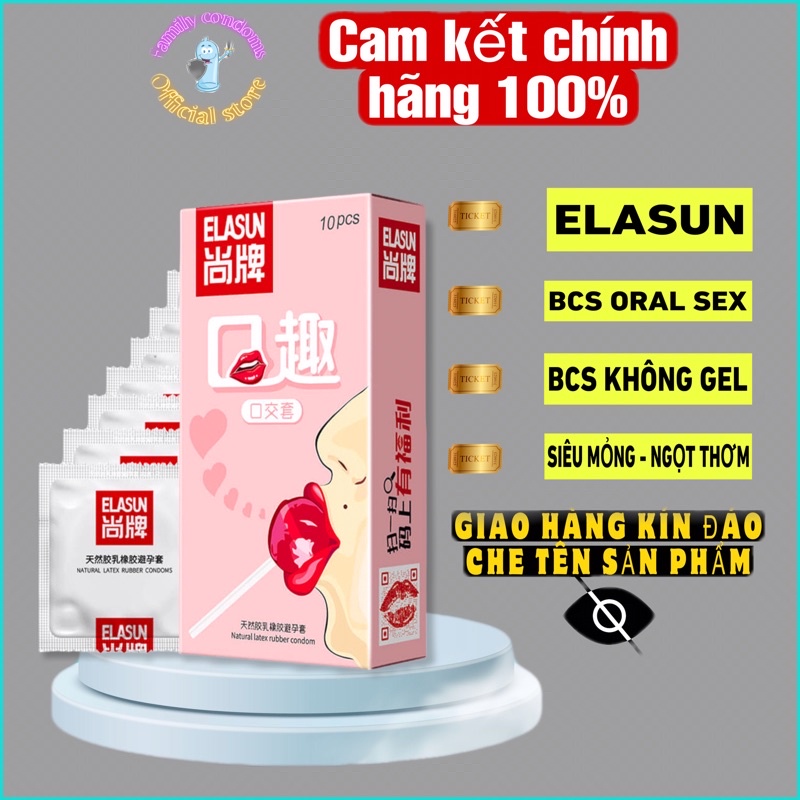 Bao cao su quan hệ bằng miệng oral sex Elasun hộp 10 cái không gel hương thơm ngọt ngào trái cây hàng nội địa trung quốc