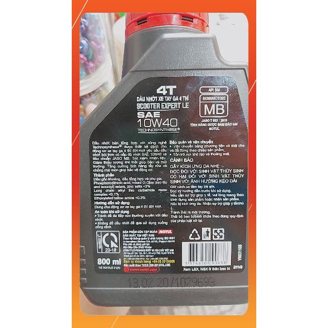 ( Dầu nhớt chính hãng ) Nhớt xe tay ga 4T cao cấp Motul 800ml cấp nhớt 10W40