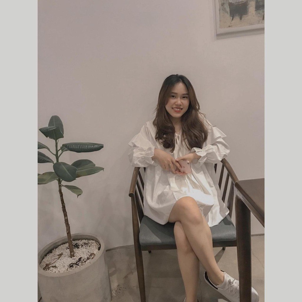 Đầm Baby Doll Tay Dài From Rộng (TRẮNG) | BigBuy360 - bigbuy360.vn