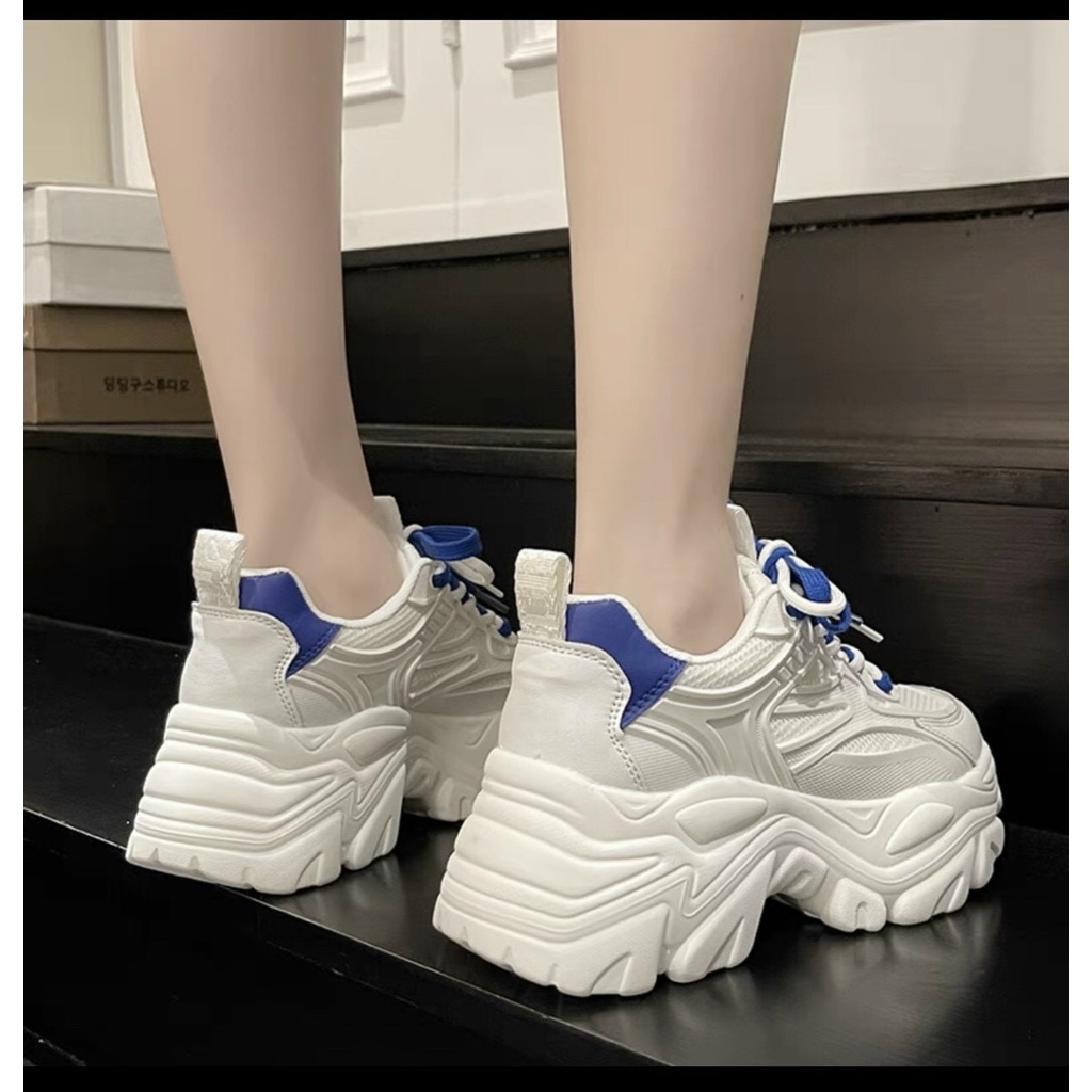 Giày Thể Thao Nữ, Giày Sneaker Nữ Độn Đế Da Mềm Phối Lưới Phong Cách Ulzzang,FULL BOX  M64 -- Lisa