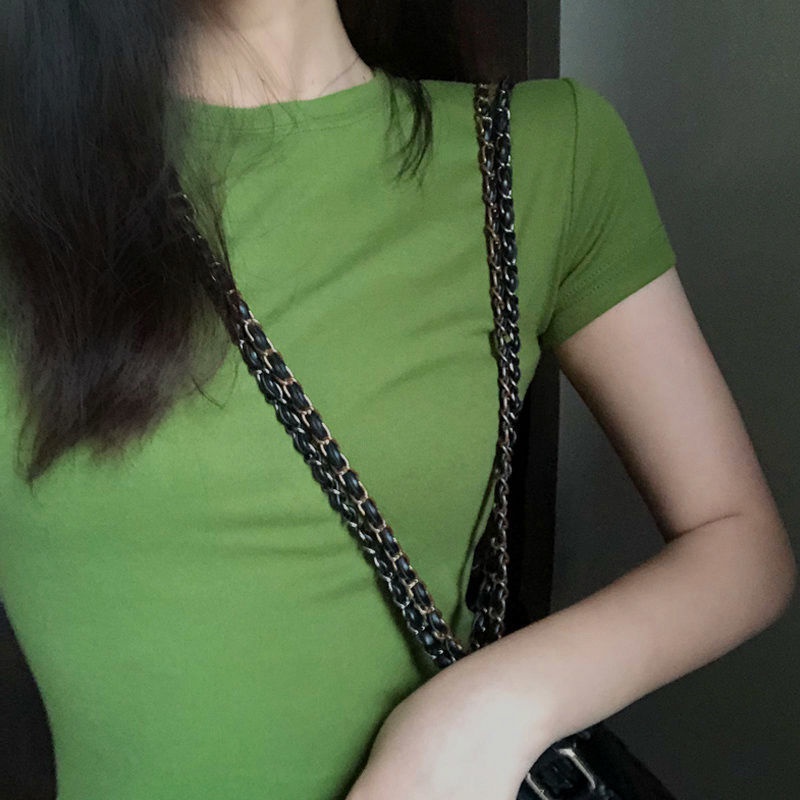 Áo Thun Cotton Tay Lửng Màu Đen Trơn Thời Trang 2022 Cho Nữ