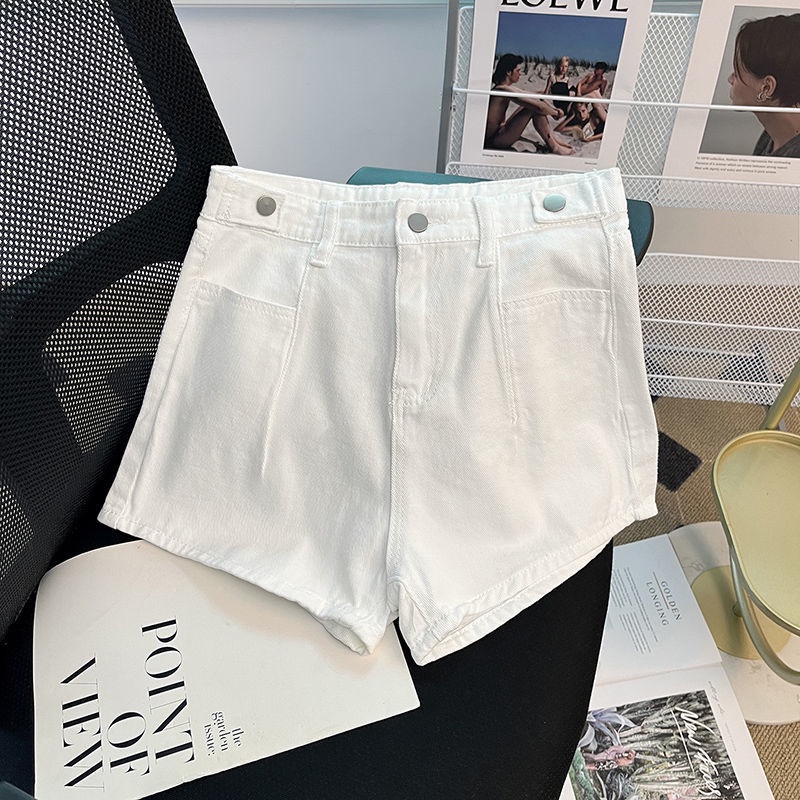 Quần Short denim cotton Ống Rộng Lưng Cao Mẫu Mới Cho Nữ