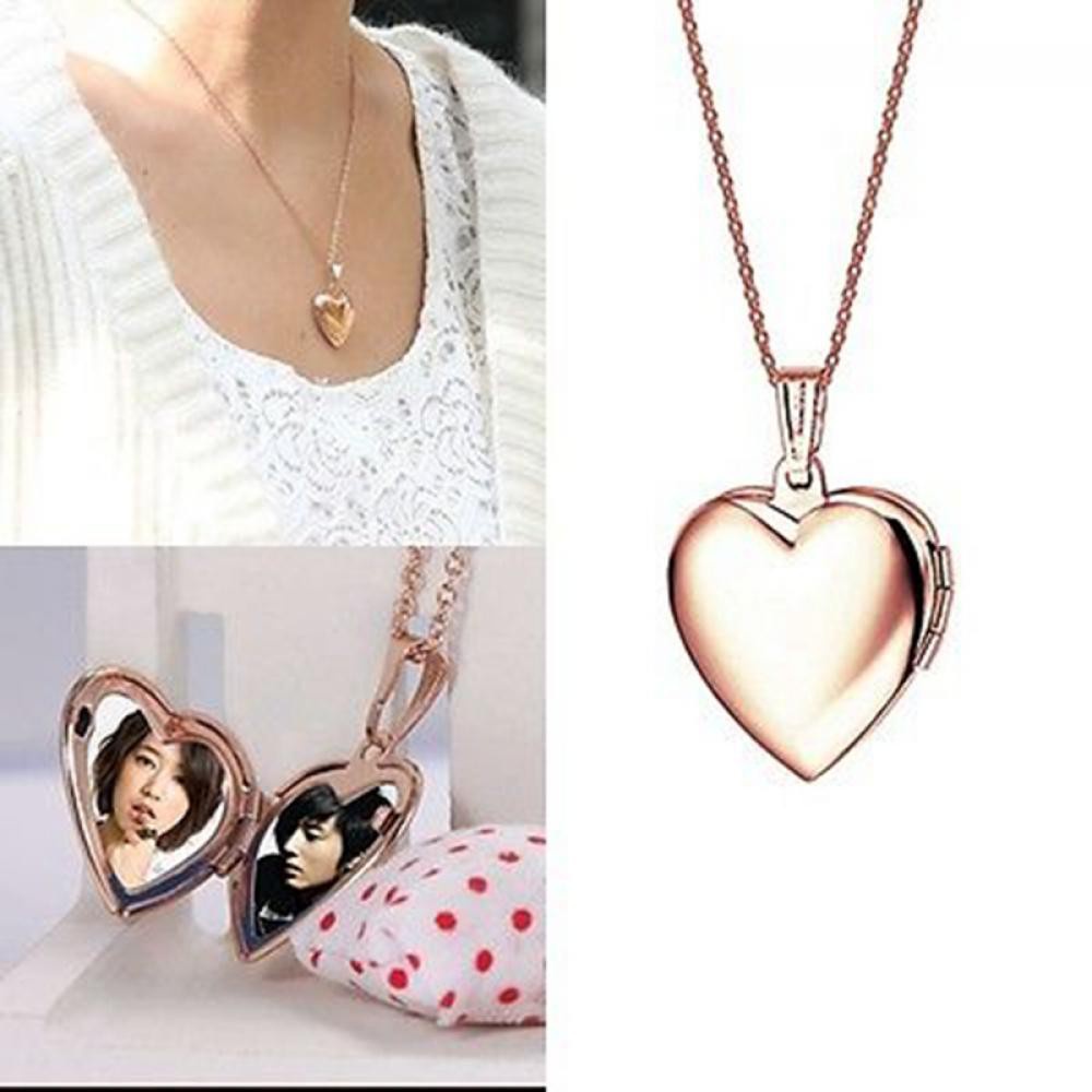 LUCKY🔆 Men Women Necklace Lover Heart Shaped Photo Picture Locket Gift Chain Friend Fashion Jewelry Pendant/Multicolor