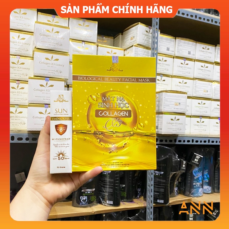 [Chính hãng] Combo Kem chống nắng Collagen X3 Luxury + Mặt nạ Colagen X3 Mỹ phẩm Đông Anh