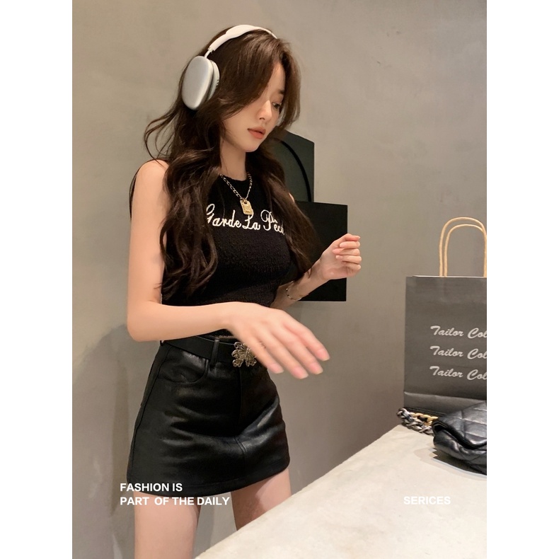 Set Áo Len Tay Dài + Áo Thun Cộc Tay In Chữ Thời Trang Nữ