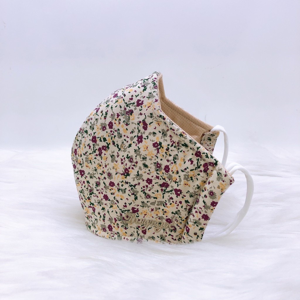 Khẩu Trang Vải Cotton 3 Lớp Duy Ngọc Kiểu Truyền Thống Hoa Nhí, Chống Tia Uv, Thoải Mái Khi Đeo