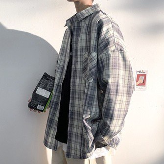 Áo khoác sơ mi tay dài kẻ sọc kiểu Hàn Quốc cá tính cho nam