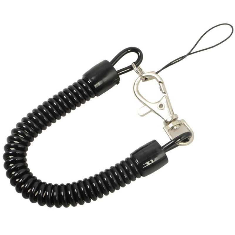 QQ Bộ 10 Dây Móc Khóa Chống Thất Lạc Dạng Xoắn Ốc Màu Đen Có Thể Thu Gọn Cho Thuyền/Ca Nô/Câu Cá
