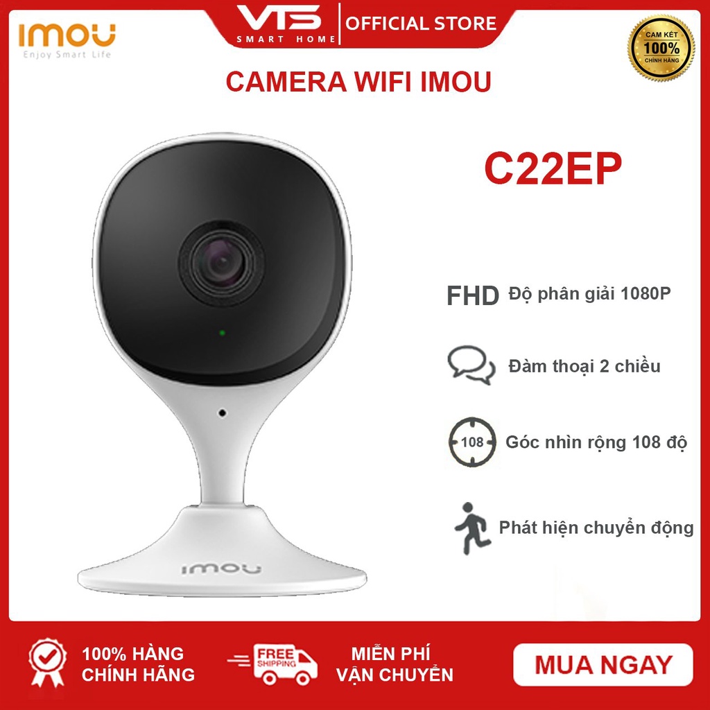 Camera IP Wifi IMOU C22EP 2MP - Góc Rộng, Đàm Thoại 2 Chiều - C2EEP Theo Dõi Thông Minh - VTS Smarthome