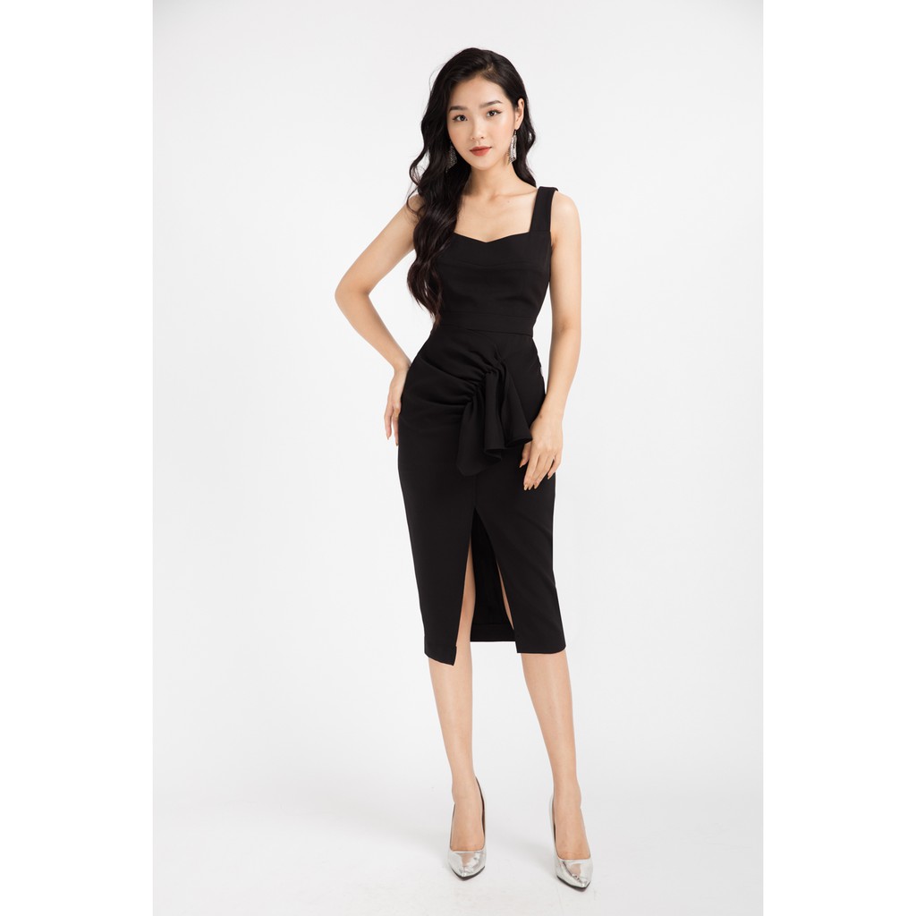 Đầm ôm 2 dây vạt đắp chéo 20Again DOA0123