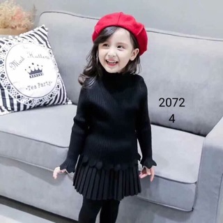 Áo len cổ 3cm bé gái