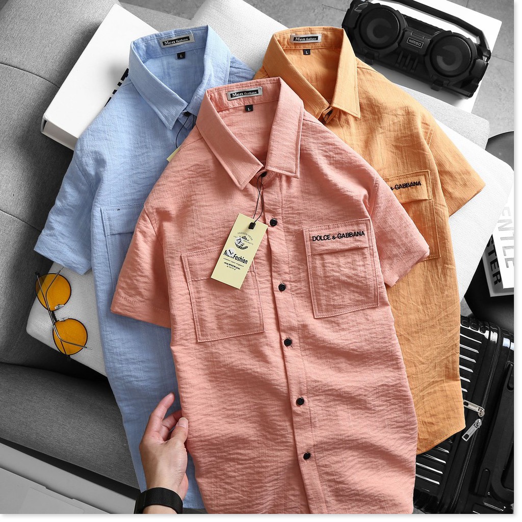 Áo Sơ Mi Nam Vãi Đũi Tay Ngắn, Phong Cách Công Sở Lịch Sự Hàng Shop HP