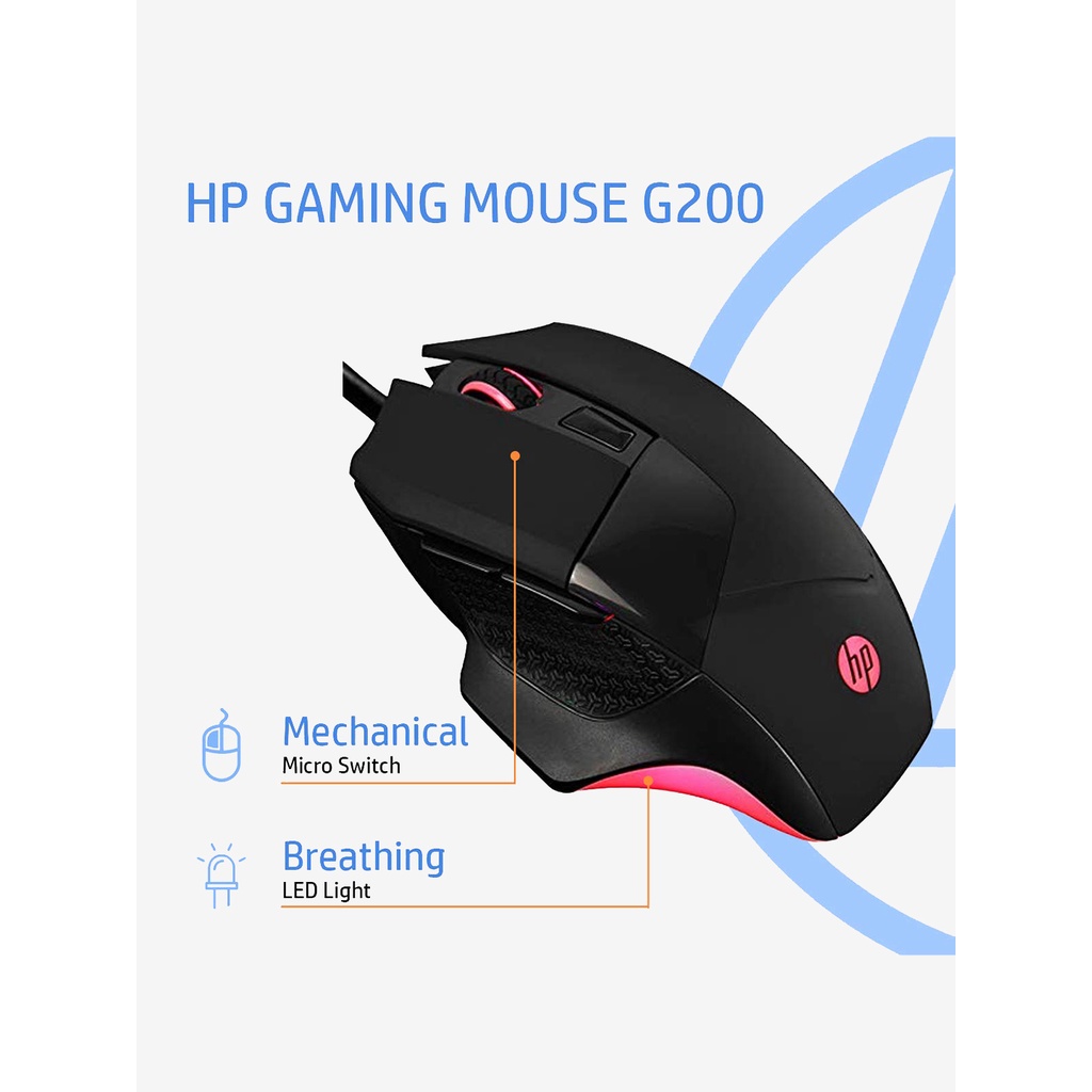 Chuột Chơi Game HP G200 Quang Có Macro, Switch Omron - CHÍNH HÃNG