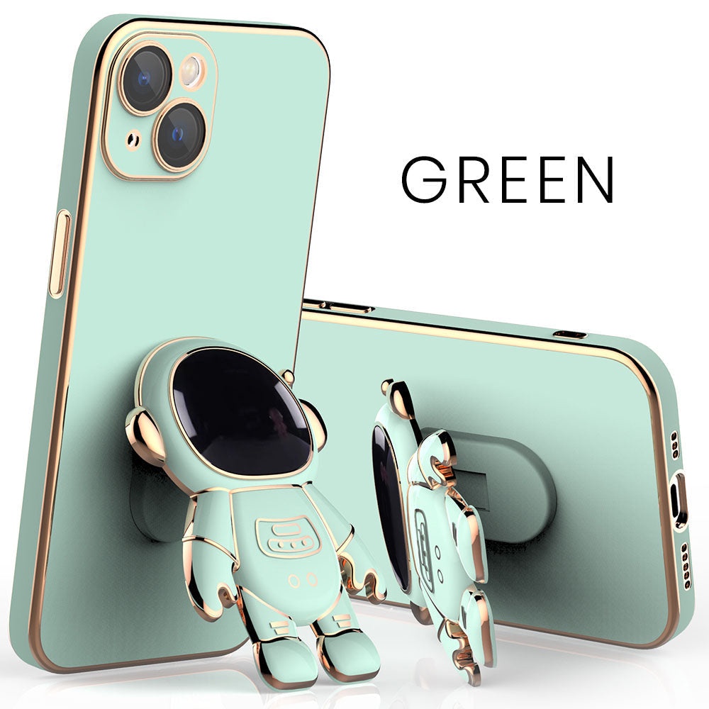 Ốp Điện Thoại Tpu Mạ Điện Hình Phi Hành Gia Sang Trọng Có Giá Đỡ Ẩn Cho Iphone 13promax 13 12 11