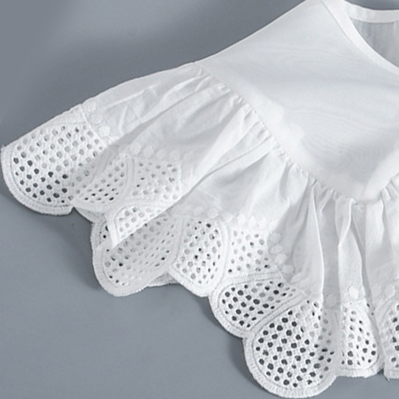 Cổ Áo Giả Cột Dây Mini Màu Trắng Đính Nơ Xinh Xắn Cho Nữ