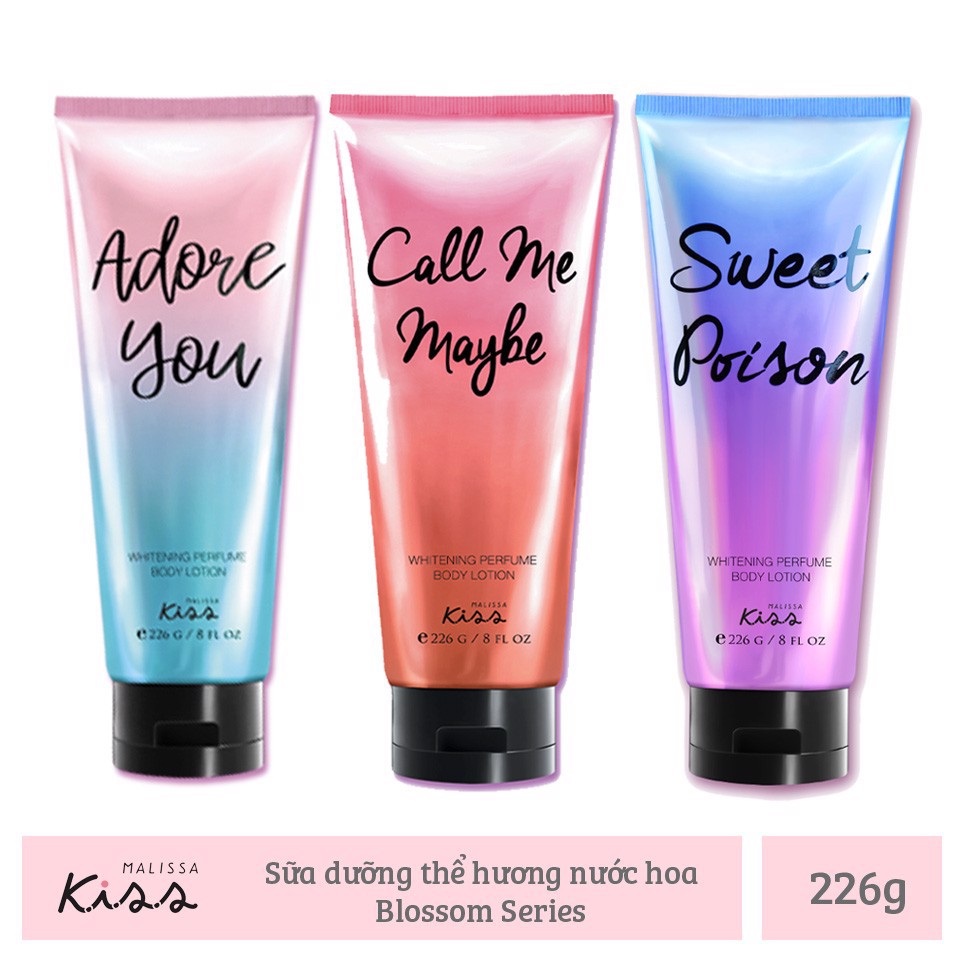 Sữa dưỡng trắng da toàn thân hương nước hoa Malissa Kiss 226g - Blossom Series | BigBuy360 - bigbuy360.vn