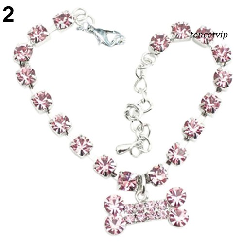 Vòng cổ mặt xương đính đá xinh xắn cho chó mèo