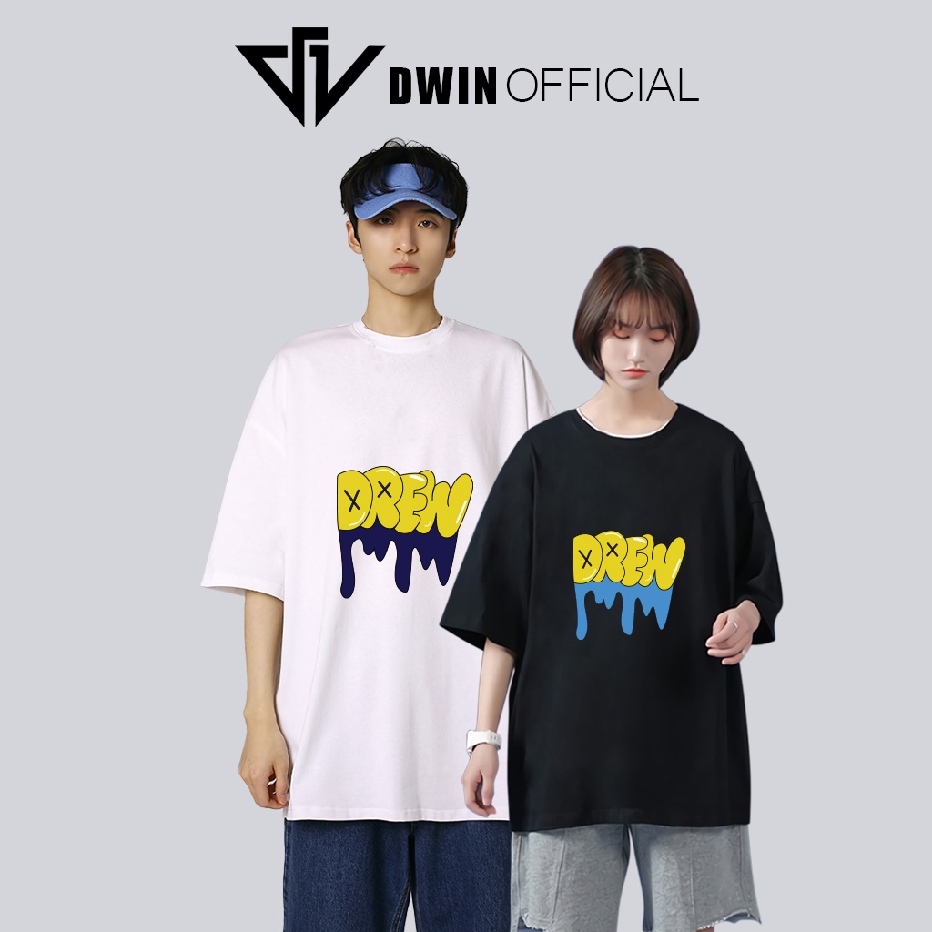 Áo thun unisex in chữ Drew thời trang DWin basic tee phông trơn nam nữ tay lỡ oversize form rộng