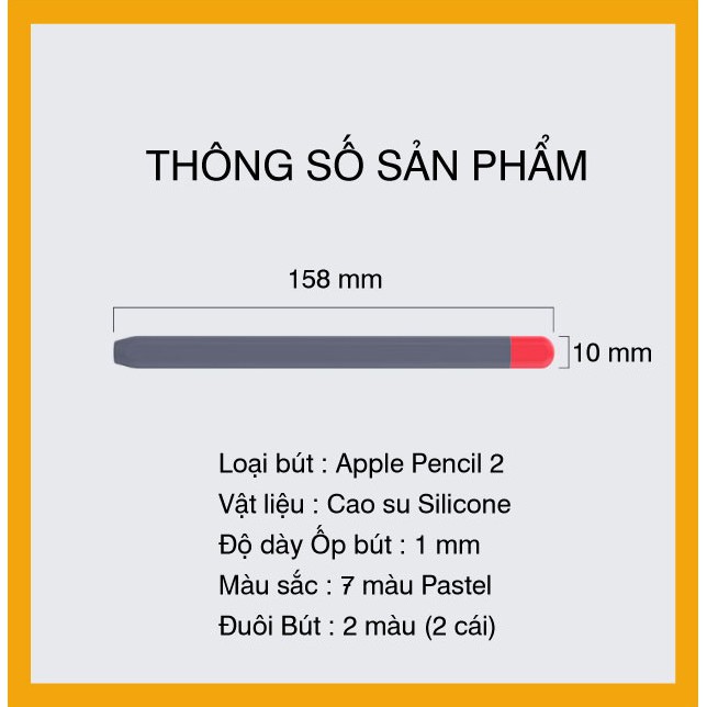 Bao Silicon Bút Apple Pencil thế hệ 2 AH - 5 Màu Pastel Dễ Thương và Xinh Xắn