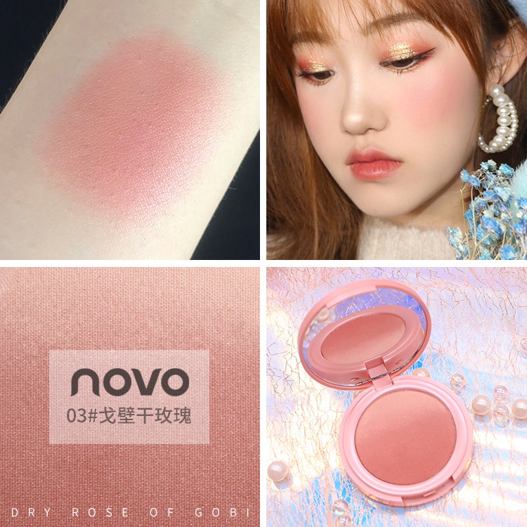 ♕Bảng Phấn Má Hồng NOVO Hai Màu Nude Tự Nhiên Kèm Cọ Tán Phấn #5259