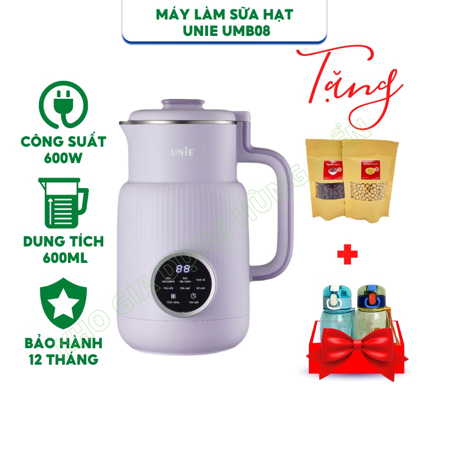 Máy Làm Sữa Hạt UNIE UMB08 Công suất 600W Dung tích 600ml - Hàng chính hãng, Bảo hành 12 tháng (New 2022)